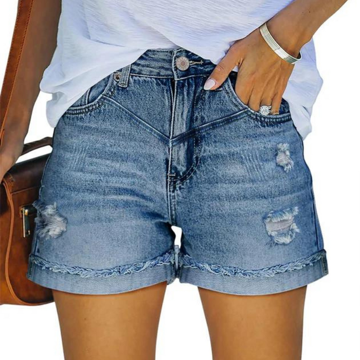 Women High Rise Casual Denim Shorts