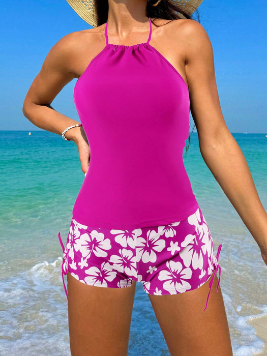 Floral Print Vest Cami Bikini