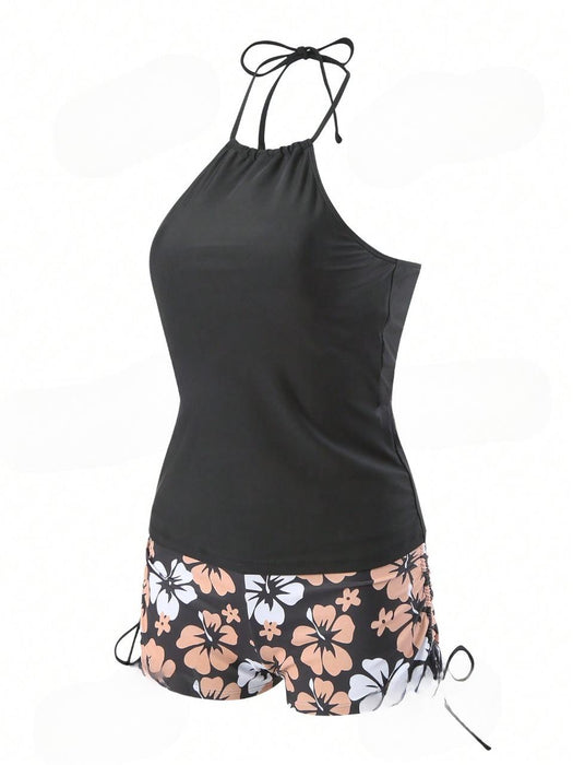 Floral Print Vest Cami Bikini