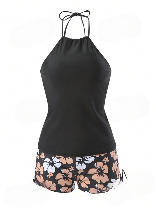 Floral Print Vest Cami Bikini