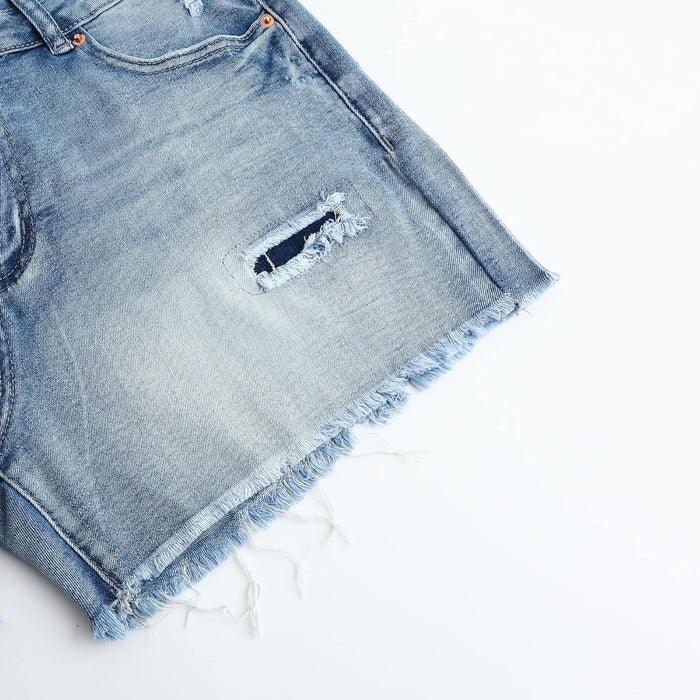 Woman Mid Rise Casual Jean Shorts