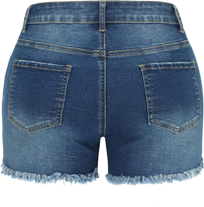 Woman Mid Rise Casual Jean Shorts