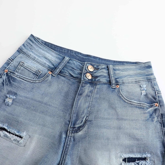 Woman Mid Rise Casual Jean Shorts