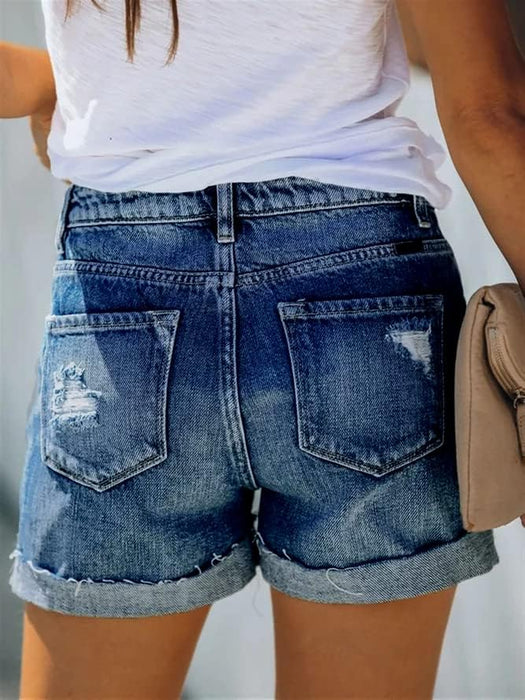 Woman Mid Rise Fit Stylish Denim Shorts