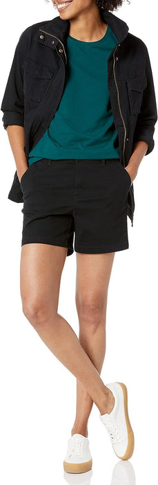 Woman Mid Rise Straight Slim Fit Shorts