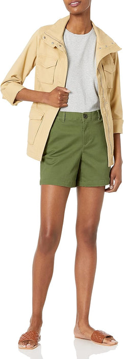 Woman Mid Rise Straight Slim Fit Shorts