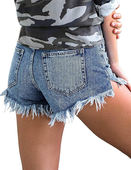 Woman Stylish Mid Rise Fit Denim Shorts