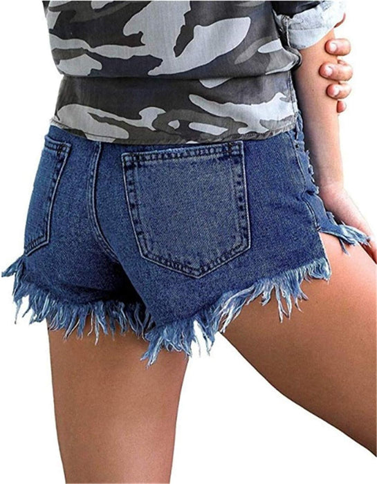 Woman Stylish Mid Rise Fit Denim Shorts