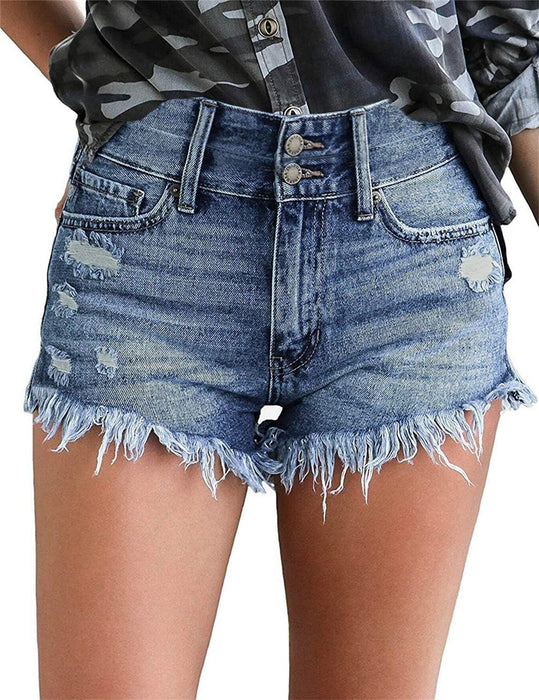 Woman Stylish Mid Rise Fit Denim Shorts