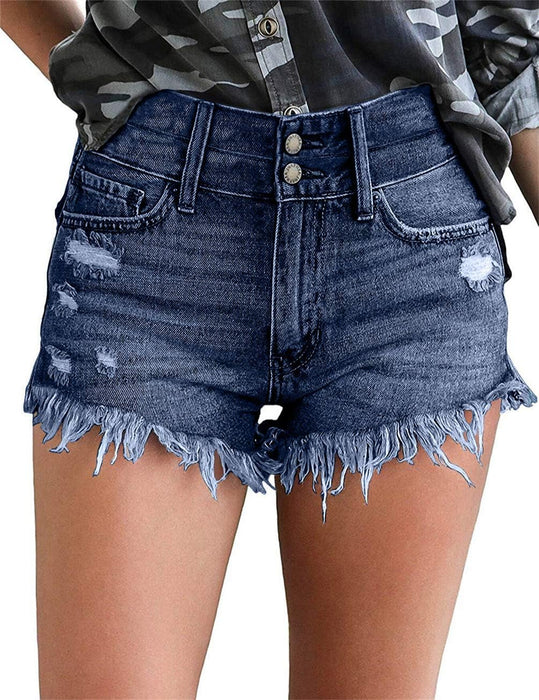 Woman Stylish Mid Rise Fit Denim Shorts