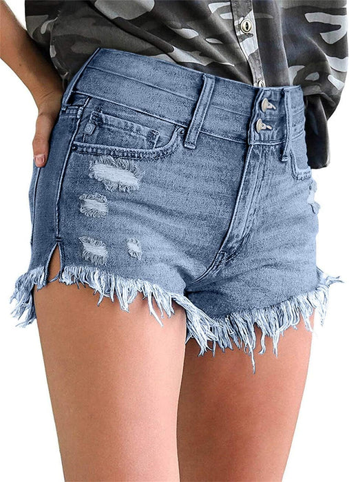 Woman Stylish Mid Rise Fit Denim Shorts