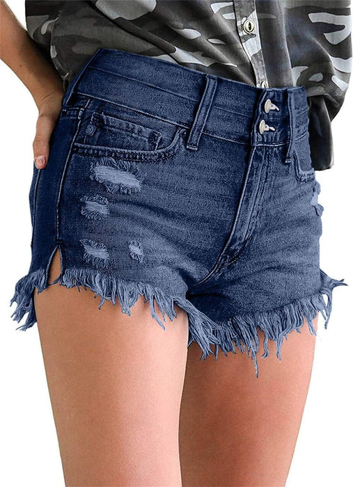 Woman Stylish Mid Rise Fit Denim Shorts