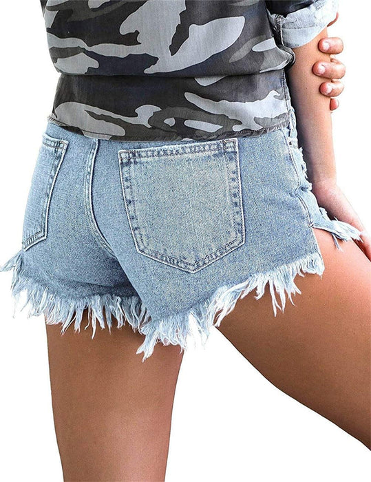 Woman Stylish Mid Rise Fit Denim Shorts