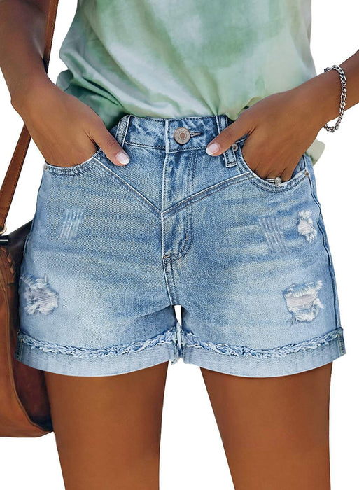 Women High Rise Casual Denim Shorts