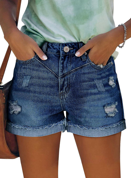 Women High Rise Casual Denim Shorts