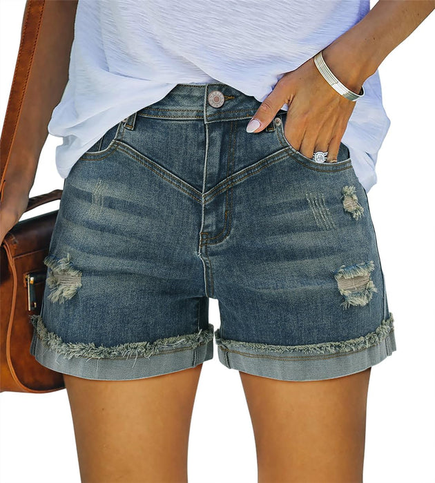 Women High Rise Casual Denim Shorts