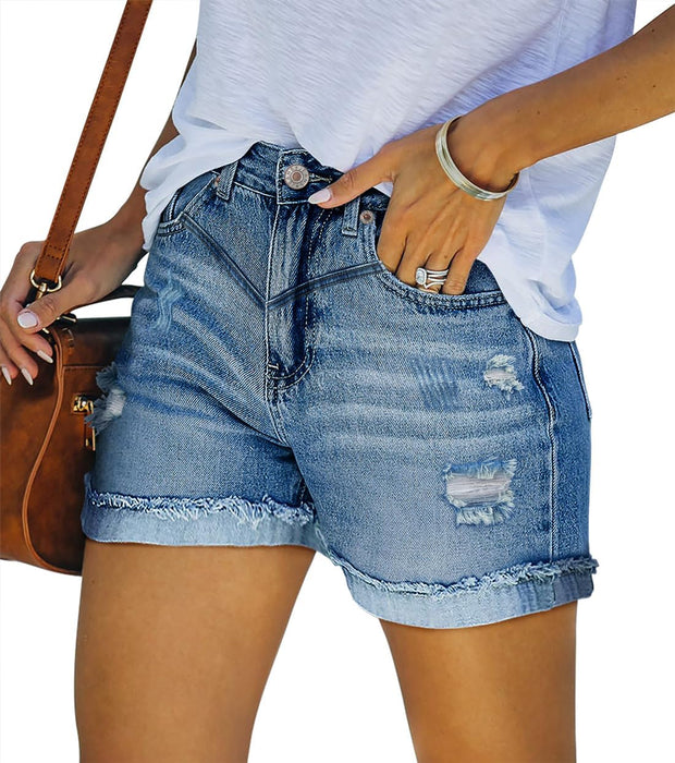 Women High Rise Casual Denim Shorts