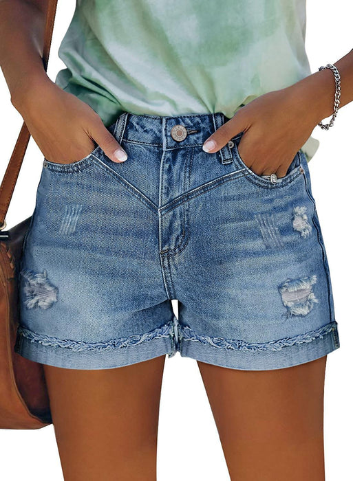 Women High Rise Casual Denim Shorts